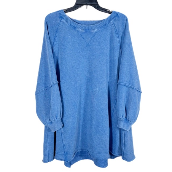 American Eagle Dresses & Skirts - American Eagle Oversized French Terry Lounge Dress/Tunic M Balloon Sleeve Blue